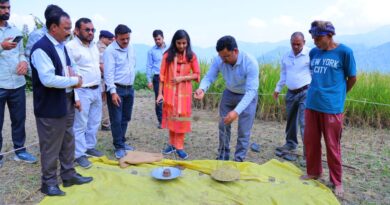 क्रॉप कटिंग प्रयोग में ग्रामीणों के साथ खेत में उतरीं जिलाधिकारी, महिलाओं से जानी आजीविका की स्थिति